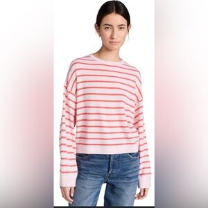 Joie Coral and light pink 100% cashmere Striped Sweater sweatshirt NWT